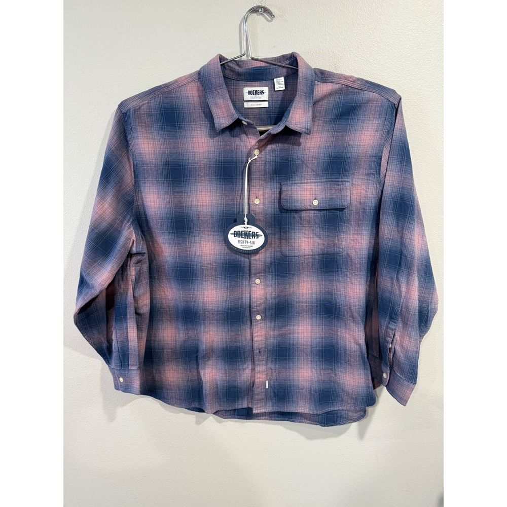 Dockers Eighty‎ Six Relaxed Fit Plaid Flannel Long Sleeve Button Up Shirt Men XL